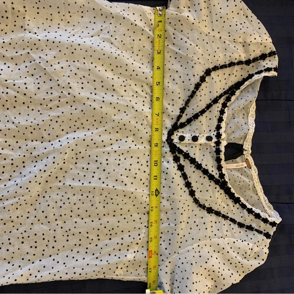 Free People Black & White Polka Dot Blouse Size Small - Picture 6 of 8